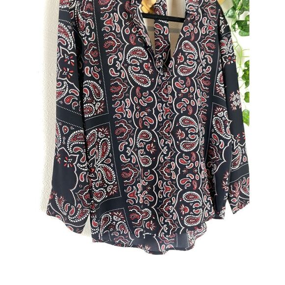 SANDRO | Cashemire Silk Print Blouse with Cut Out Back Size 1/Small EUC Q547 - Picture 6 of 9